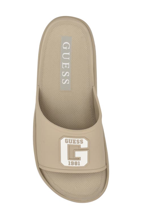 Guess Metzer Slide Sandal In Light Natural Multi