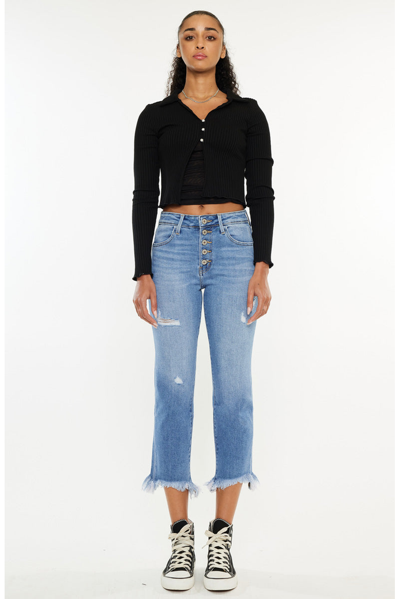 Zuzanna High Rise Crop Straight Leg Jeans, Alternate, color, Medium Wash