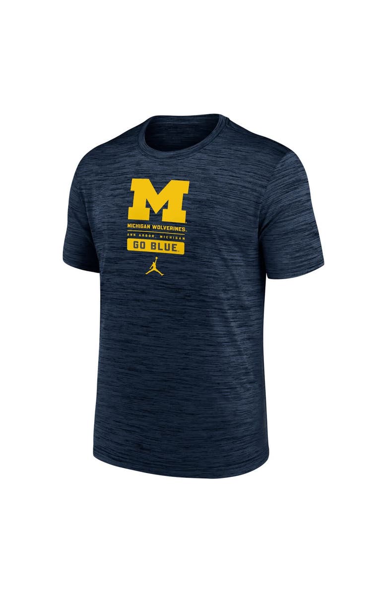 Jordan Brand Men's Jordan Brand Navy Michigan Wolverines Campus Center Block Velocity Performance T-Shirt, Alternate, color, Navy