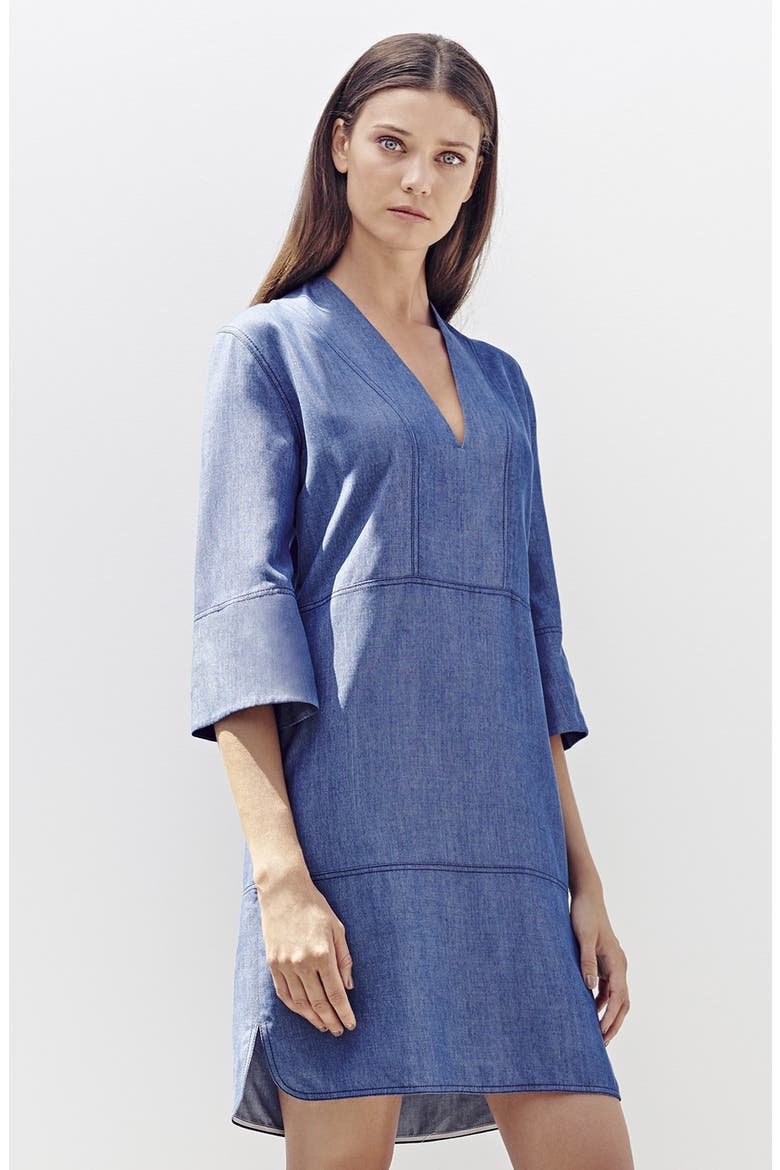 Chambray Shift Dress, Alternate, color, DARK CHAMBRAY