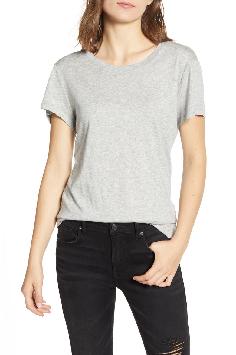 Abbie Crewneck T-Shirt, Main, color, HEATHER GREY