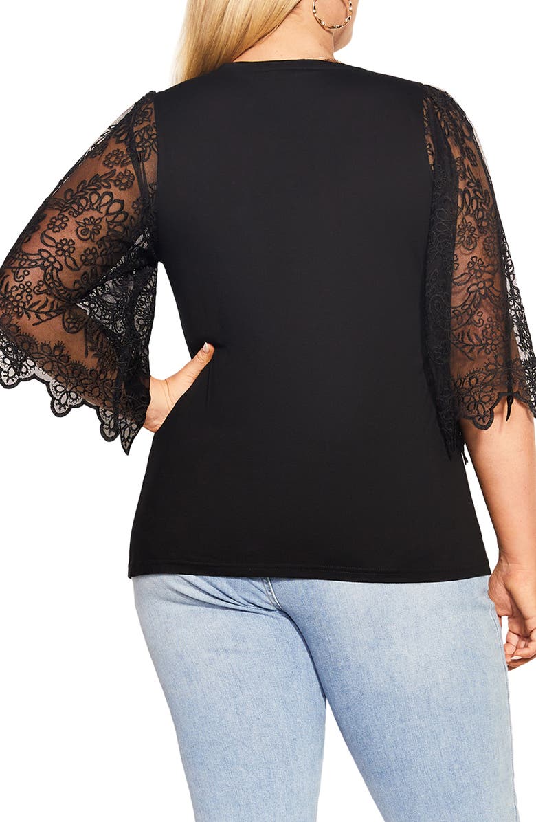 City Chic Lace Angel Sleeve Top, Alternate, color, 