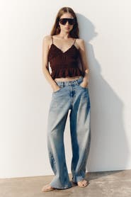 H&M Ruched Chiffon Strappy Top