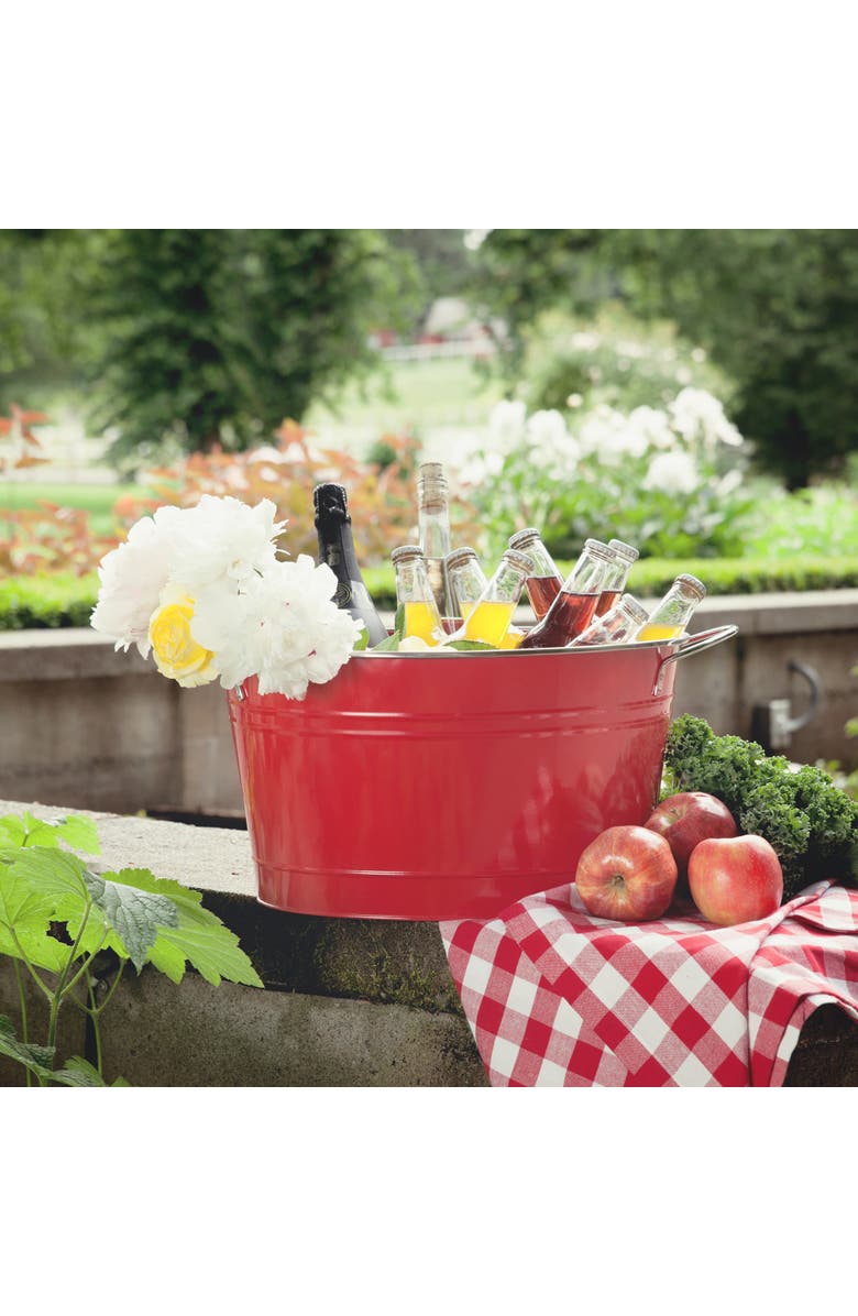 TWINE Big Red Galvanized Metal Beverage Tub, Alternate, color, Red