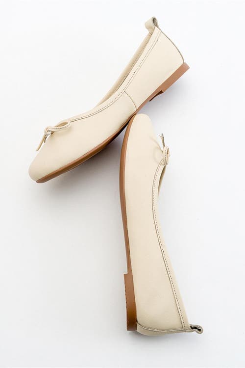 Forever & Always Shoes Florence Leather Ballerina Flats In Beige Leather