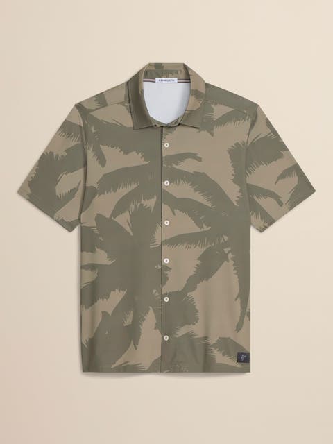 Palm Shade Print Performance Camp Shirt