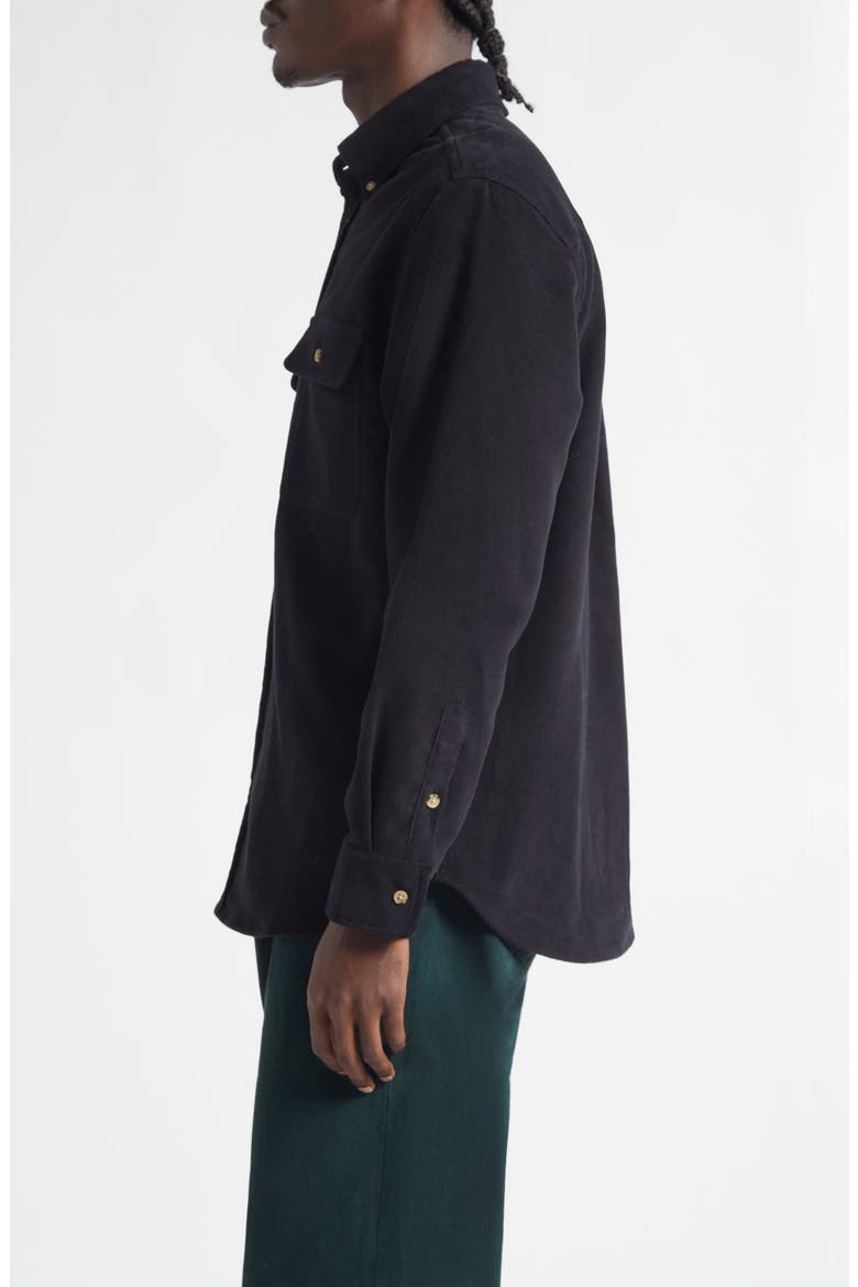 Cotton Moleskin Button-Down Shirt, Alternate, color, BLACK