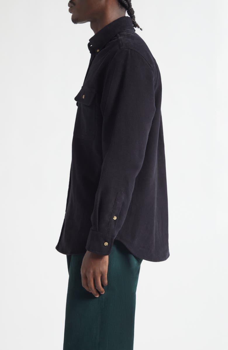 Noah Cotton Moleskin Button-Down Shirt, Alternate, color, Black