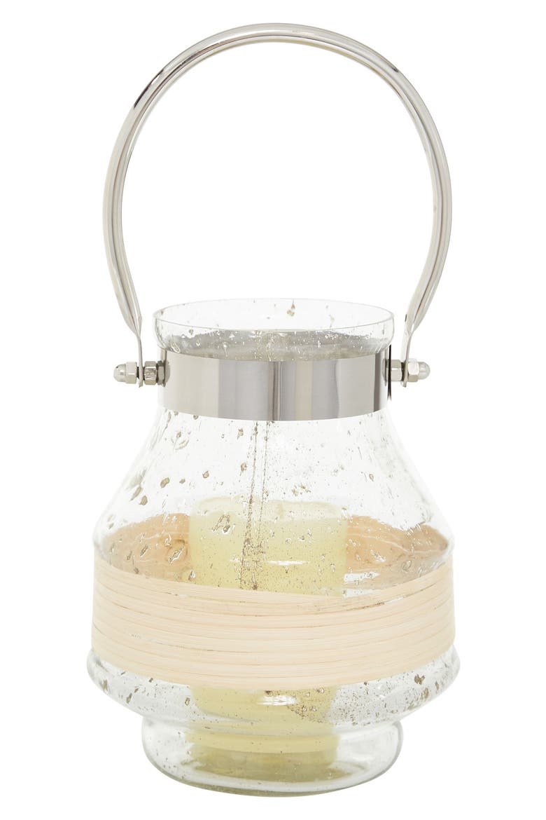 Clear Glass Candle Lantern with Curved Handle, Main, color, CLEAR