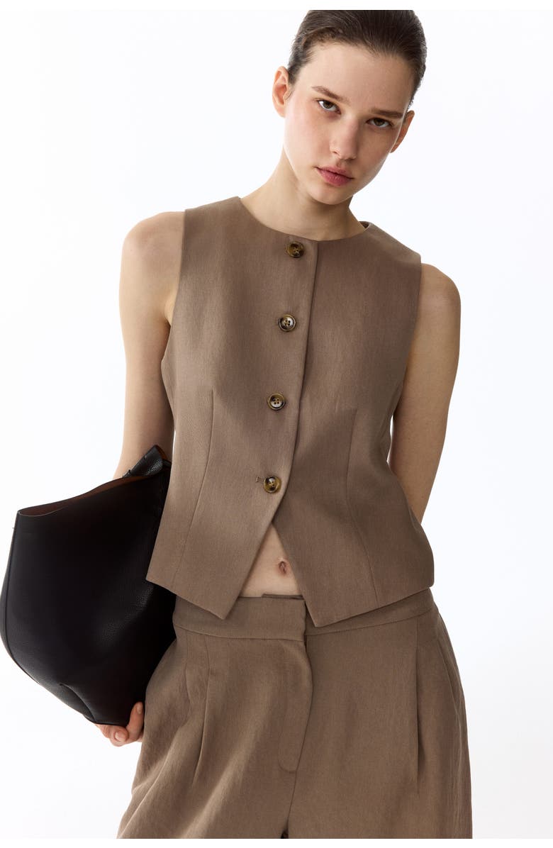 H&M Waistcoat, Alternate, color, Dark Beige