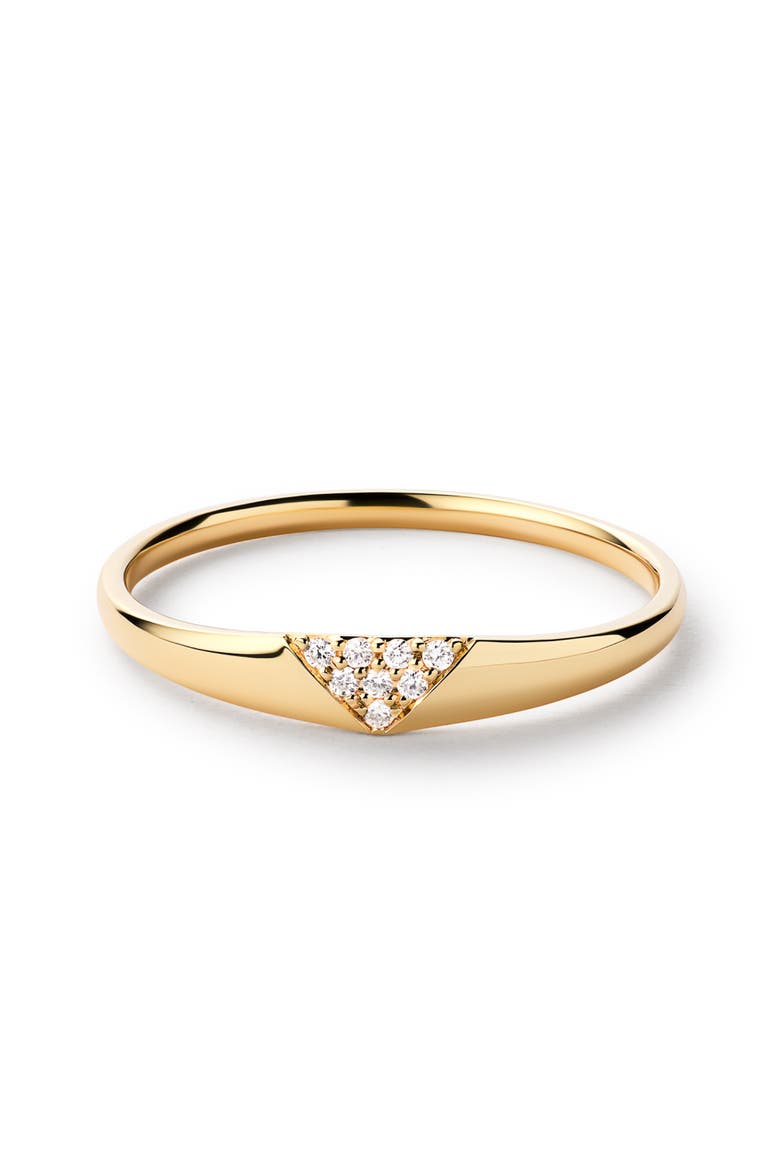 Solid Yellow Gold - Trillion Diamond Signet Ring, Alternate, color, Gold