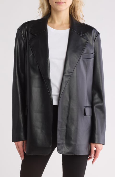 Uniform Oversize Faux Leather Blazer (Regular & Plus)