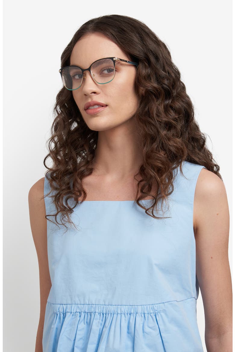 terriann 51mm square optical glasses, Alternate, color, BLACK TEAL
