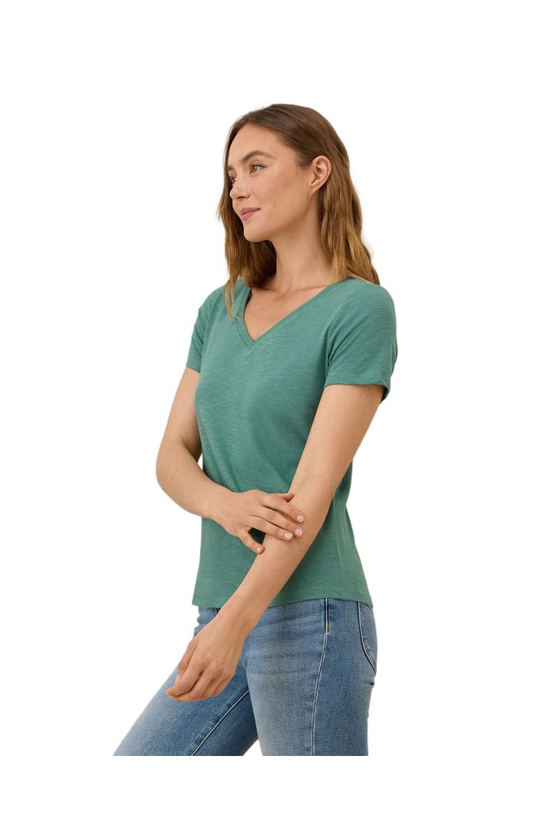 Organic Cotton Featherweight Slub V-Neck Tee, Alternate, color, Deep Sea