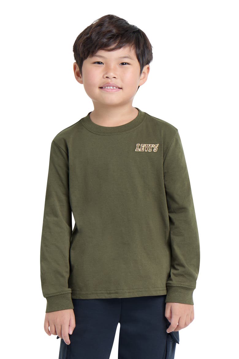 Kids' Graphic Long Sleeve T-Shirt, Alternate, color, OLIVE NIGHT