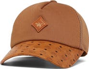 MCM Diamond Cap in Cotton and Monogram Print Leather