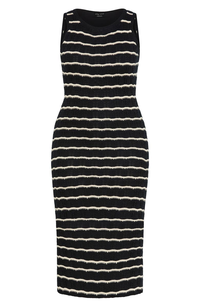 City Chic Open Knit Midi Tank Dress, Alternate, color, Mono Wave