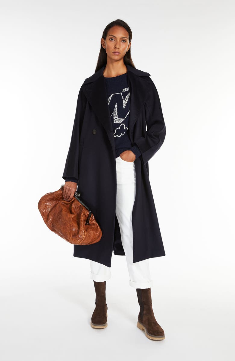 Weekend Max Mara Resina Virgin Wool Coat, Alternate, color, Navy
