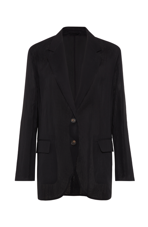 Brunello Cucinelli Cotton Organza Single-breasted Blazer In Black