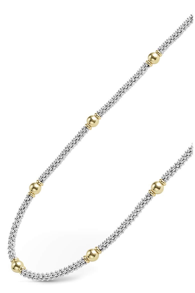 Signature Caviar Bead Station Necklace, Alternate, color, TWO-TONE