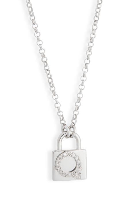 Diamond Padlock Initial Pendant Necklace - 0.12ct.