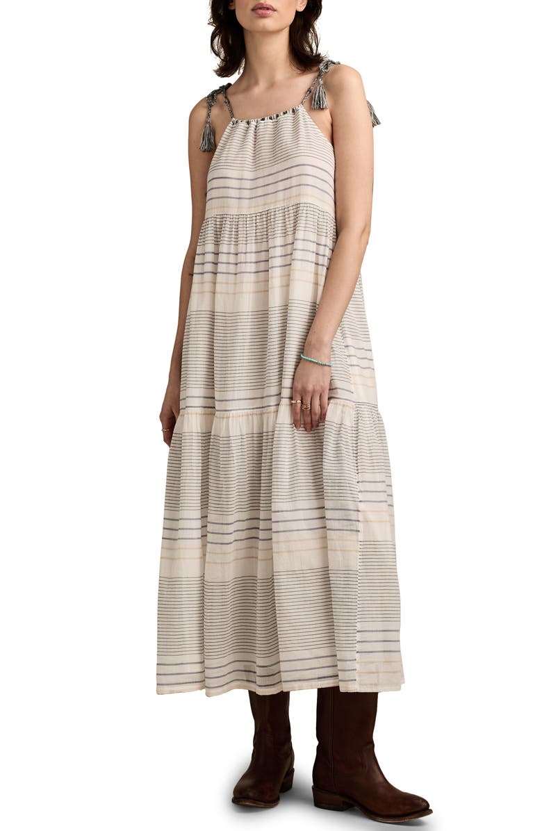 Lucky Brand Stripe Tiered Maxi Sundress, Main, color,