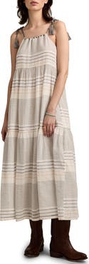 Lucky Brand Stripe Tiered Maxi Sundress