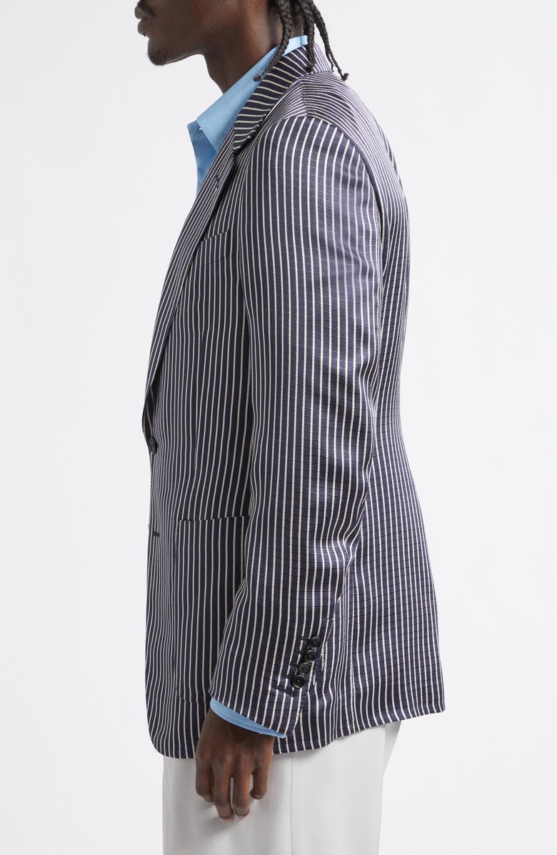 TOM FORD Stripe Fluid Silk Faille Jacket, Alternate, color, Combo Black / Ivory