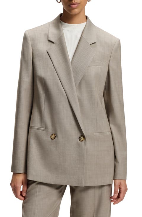 Jaleto14 Double Breasted Wool Blend Blazer