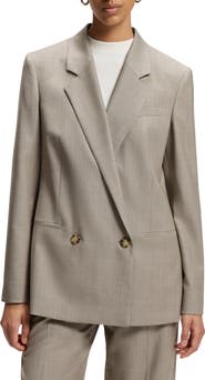 BOSS Jaleto14 Double Breasted Wool Blend Blazer