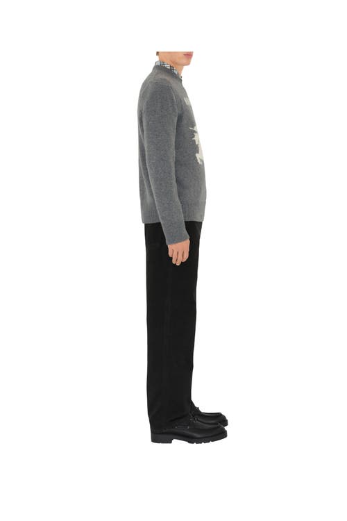 Shop Burberry Ekd Wool Cashmere Sweater In Grey