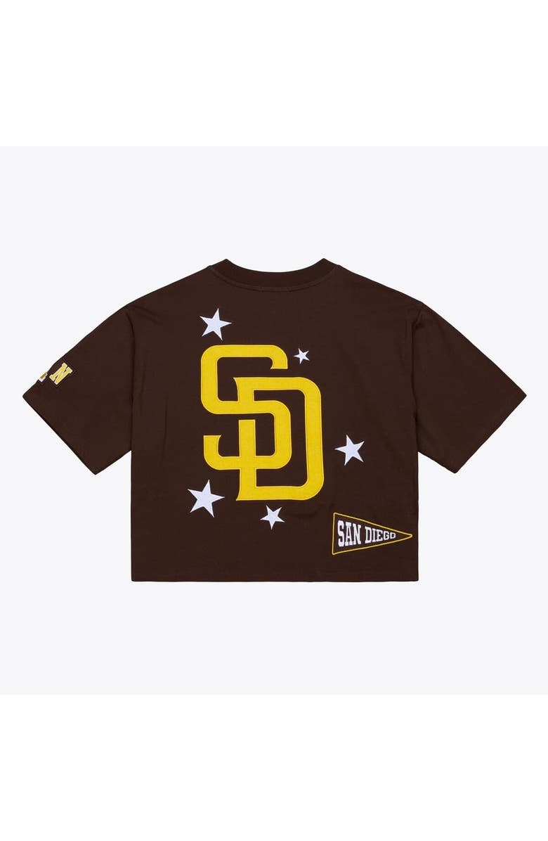 Mitchell & Ness Women's Mitchell & Ness Brown San Diego Padres Pep Rally Cropped Boxy T-Shirt, Alternate, color, Brown