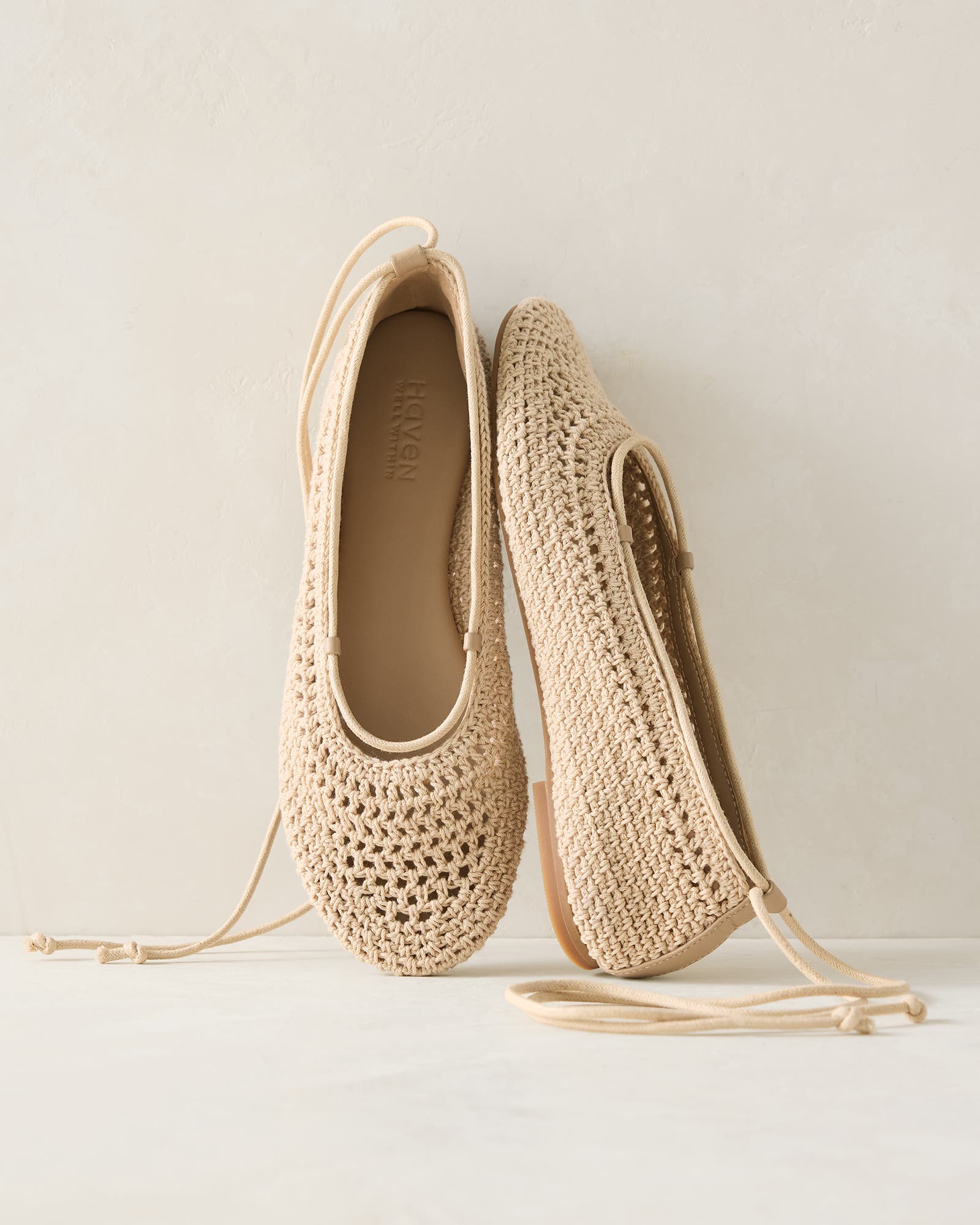 Haven Well Within Crochet Ballet Flats, Main, color, Willow Bark