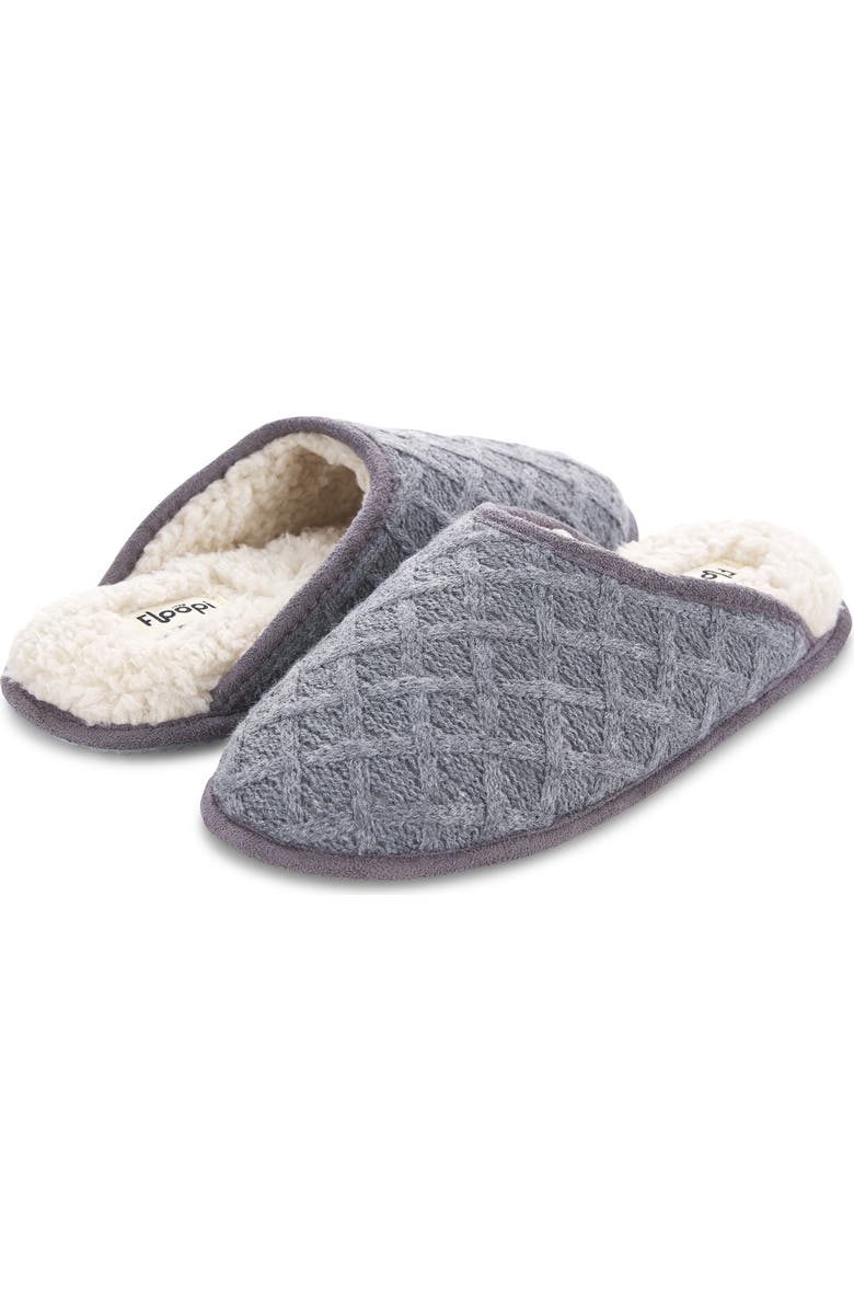FLOOPI Isabel Lattice Knit Scuff Slipper, Alternate, color, Grey