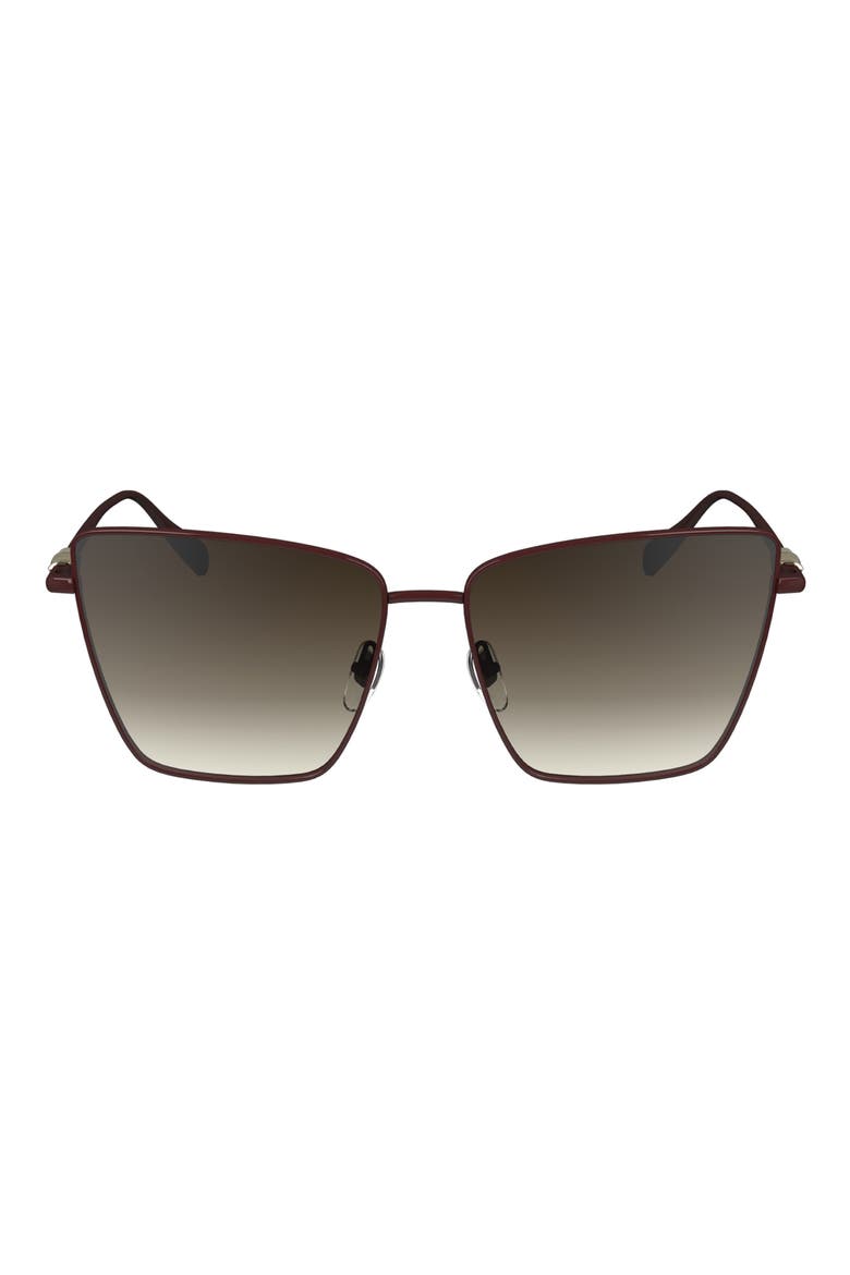 55mm Gradient Square Sunglasses, Main, color, BURGUNDY