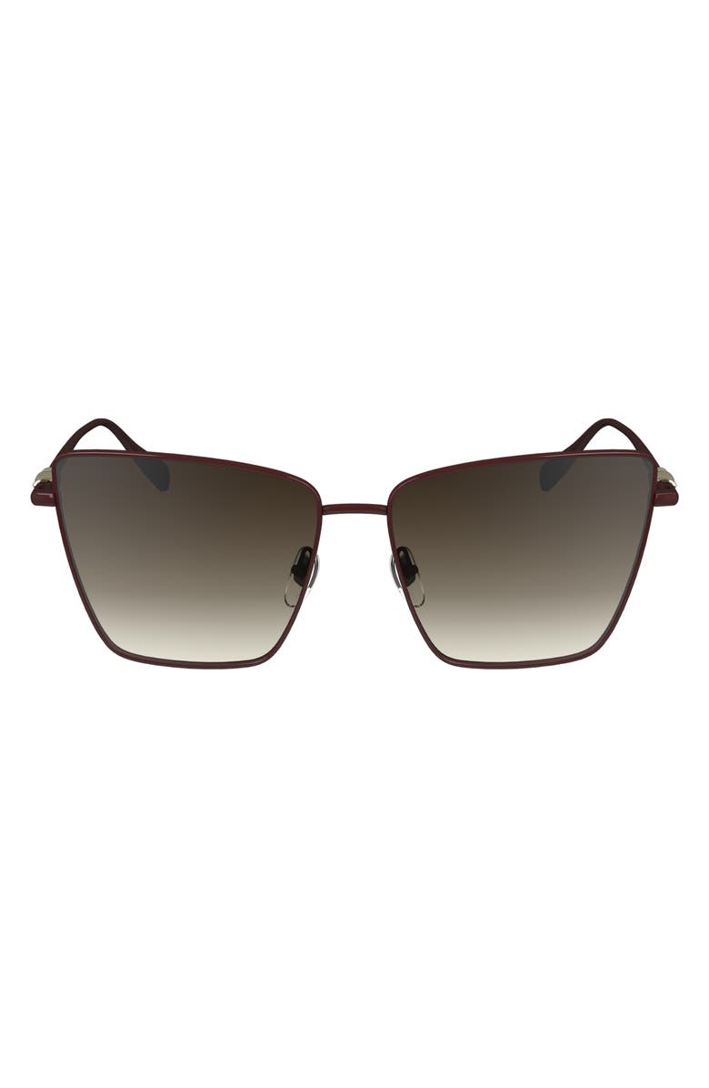 Longchamp 55mm Gradient Square Sunglasses, Main, color, Burgundy