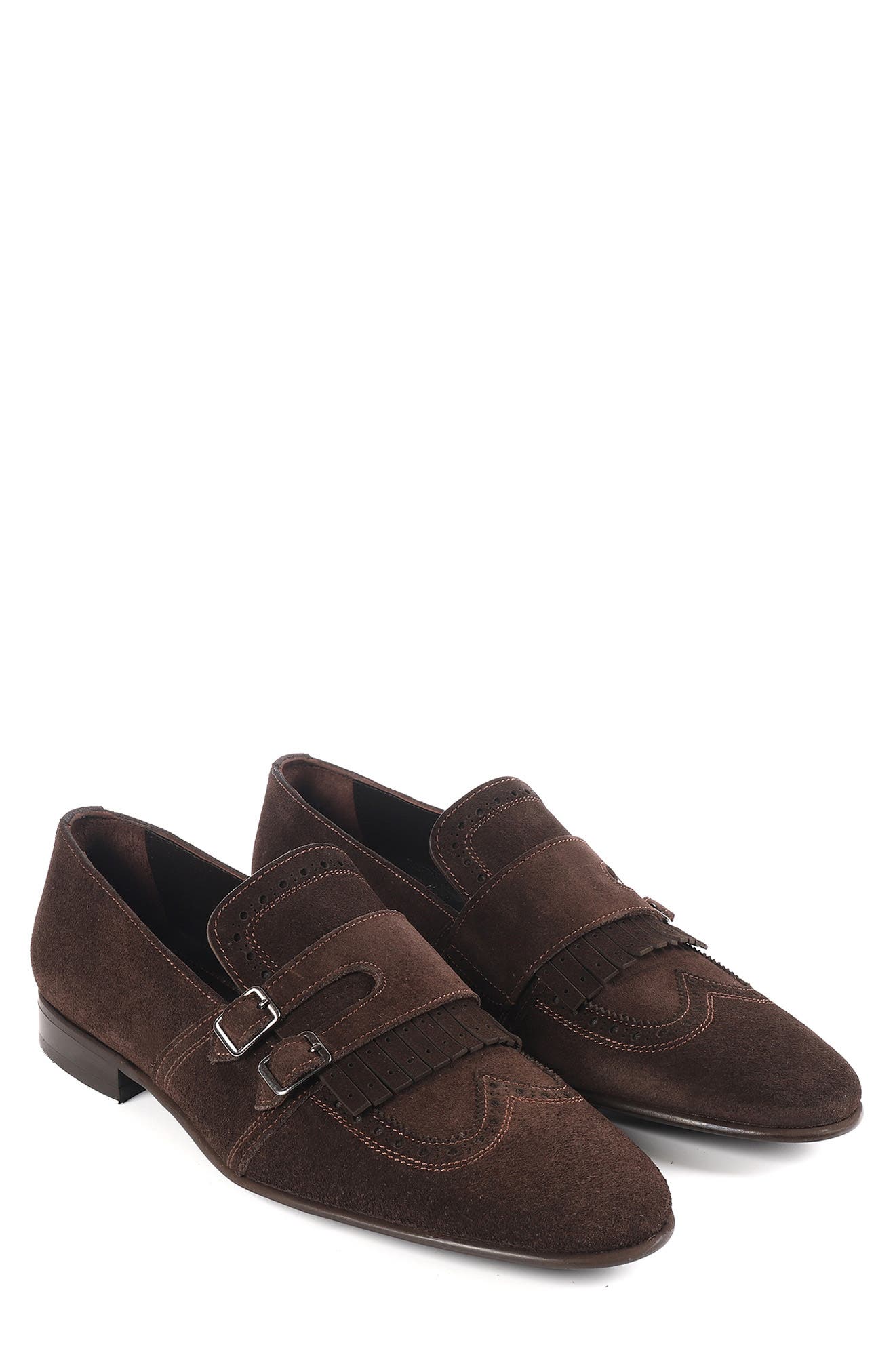 Nexus Kiltie Fringe Monk Shoe, Alternate, color, DARK BROWN