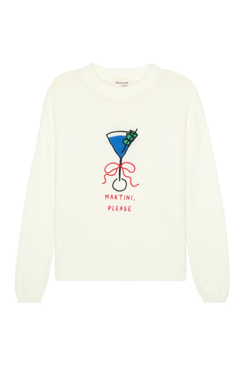 Sadie Crewneck Sweater - Martini Please, Main, color, Ivory Martini