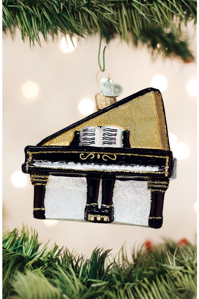 Baby Grand Piano Ornament, Alternate, color, BLACK