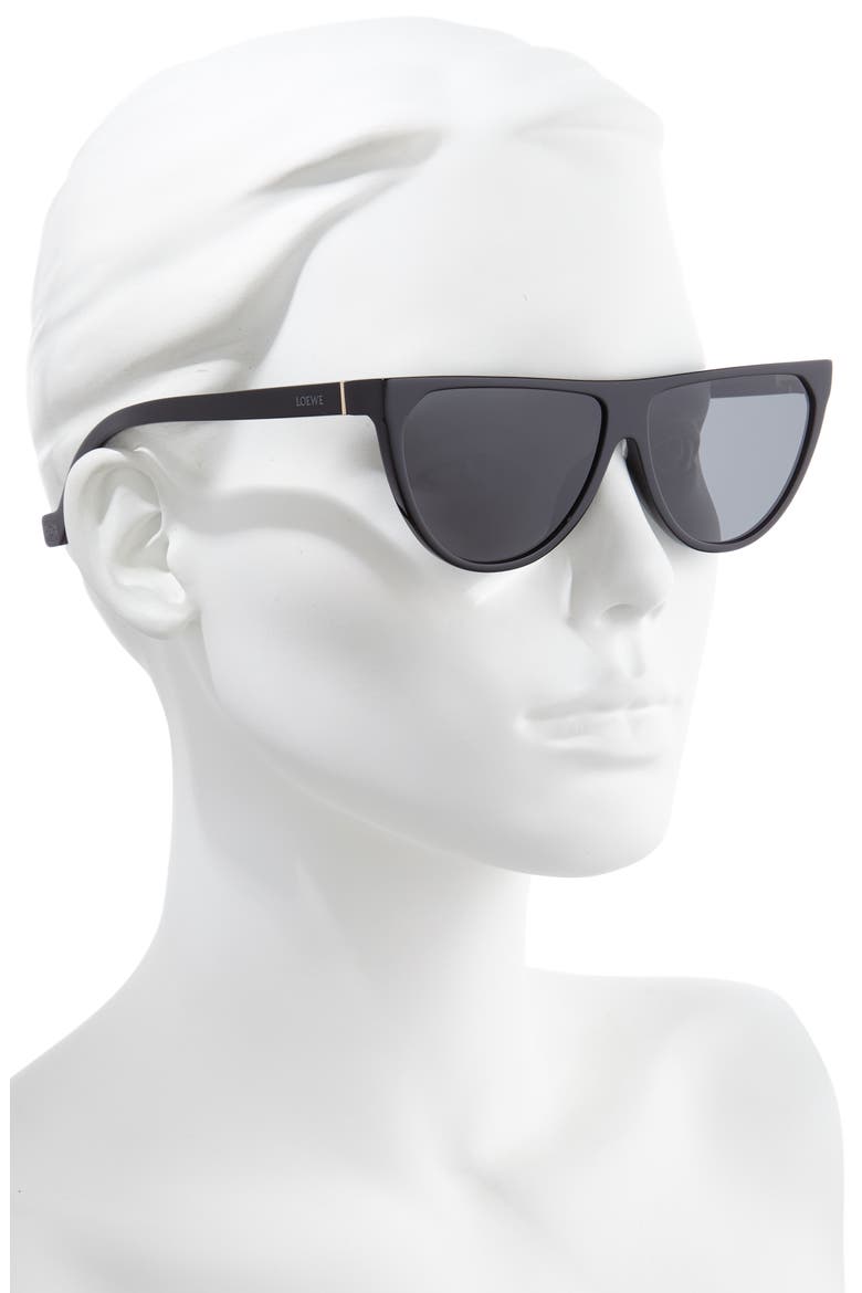 61mm Flat Top Sunglasses, Alternate, color, SHINY BLACK/ SMOKE