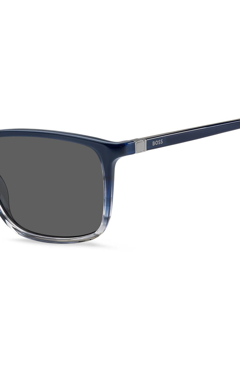 BOSS 56mm Ombré Square Sunglasses, Alternate, color, Blue Horn Grey