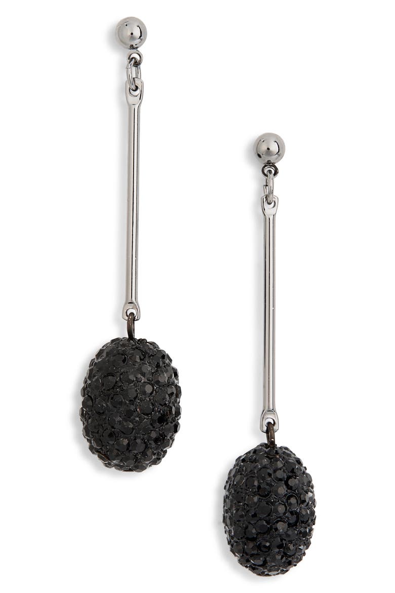 Pavé Drop Earrings, Main, color, GUN METAL