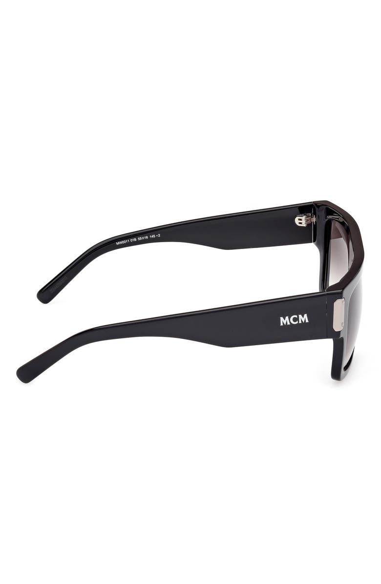 MCM 54mm Rectangular Sunglasses, Alternate, color, Shiny Black / Gradient Smoke