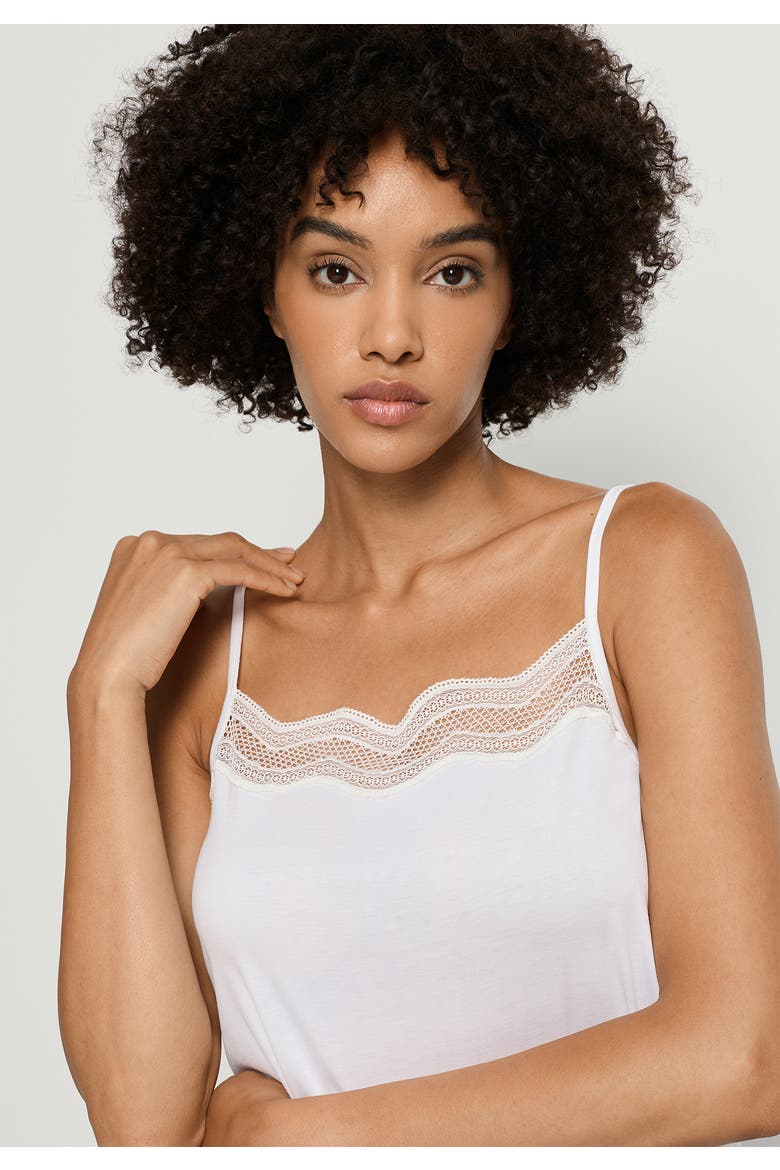 Cira Scalloped Lace Tencel Chemise, Alternate, color, Off White