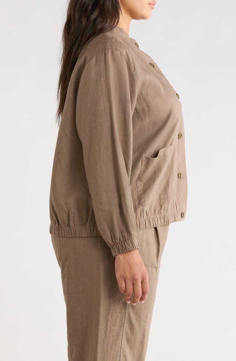 Eileen Fisher Stand Collar Linen Jacket, Alternate, color, Walnut