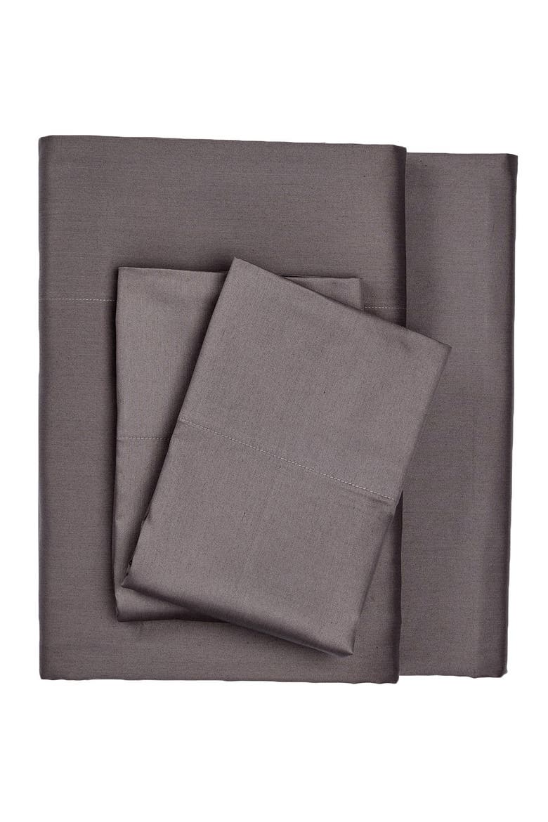 400 Thread Count 100% Cotton Sateen Queen Size Sheet Set, Main, color, GREY ASPHALT