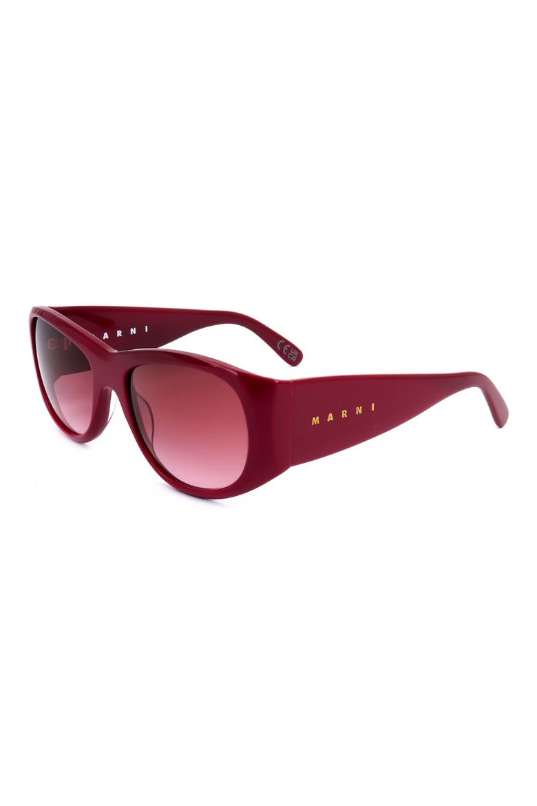 57mm Square Sunglasses, Alternate, color, RED / PINK