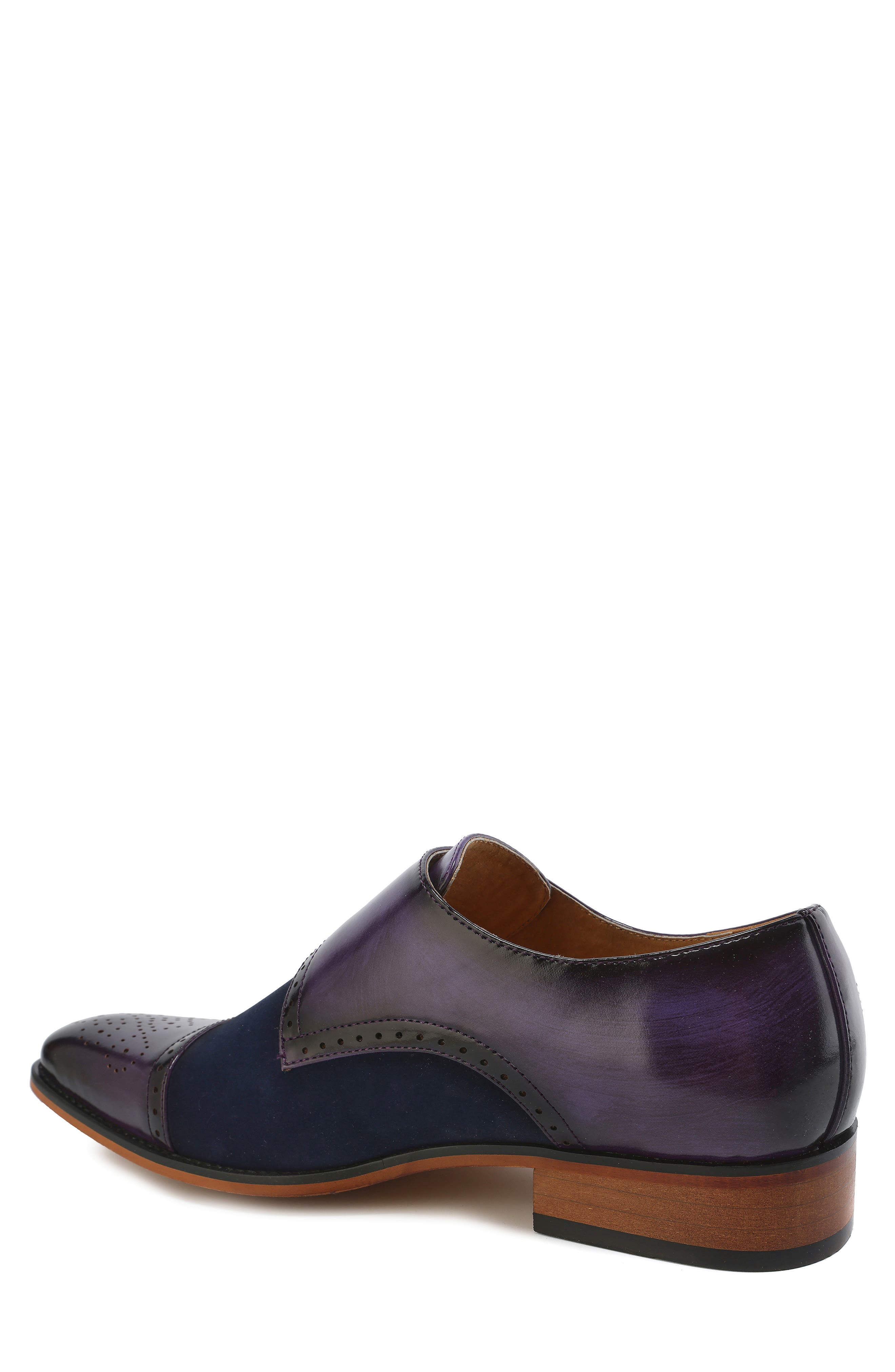 Double Monk Strap Loafer, Alternate, color, PURPLE/ NAVY