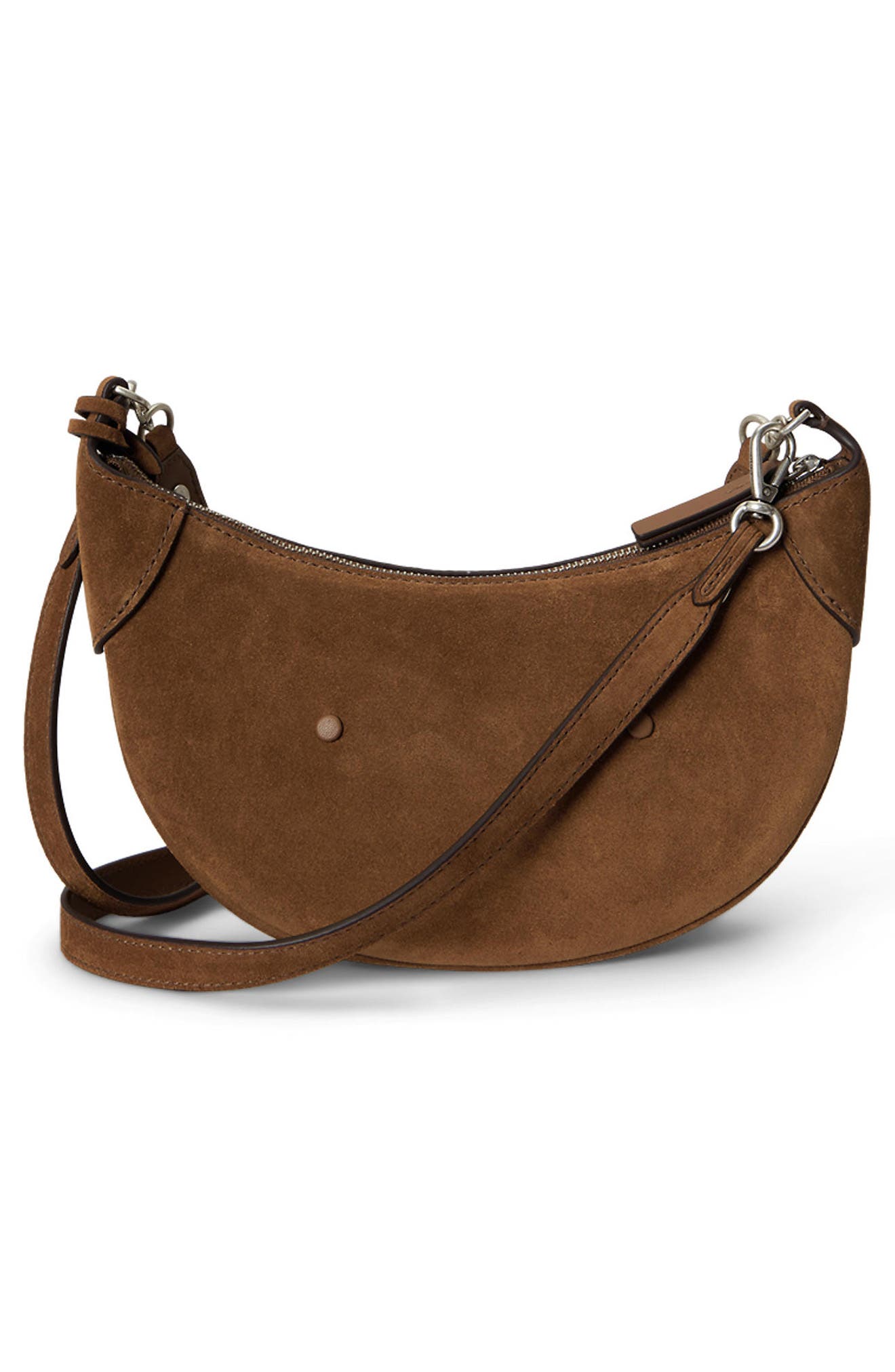 Polo Ralph Lauren Polo ID Stud Suede Crossbody Bag, Alternate, color, Cinnamon