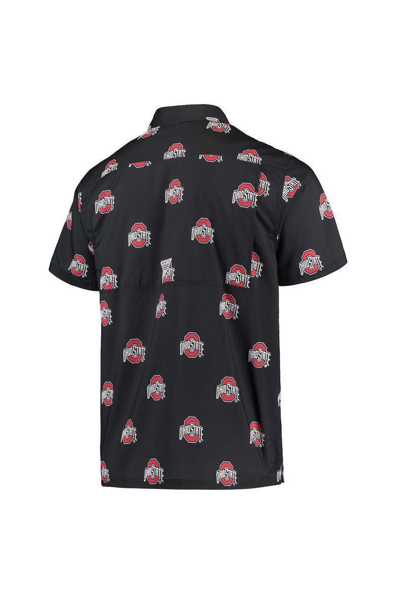 Men's Columbia Black Ohio State Buckeyes Super Slack Tide Omni-Shade Button-Up Shirt, Alternate, color, Black